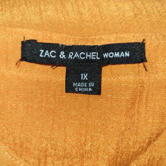 Sheer Orange Long Sleeve Blouse, 1X - Picture 4 of 4